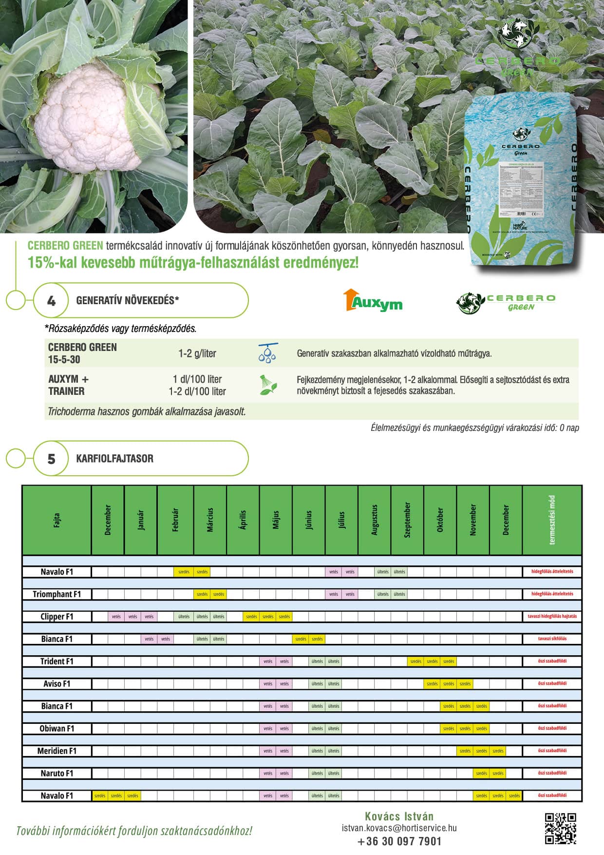 Karfiol termesztéstechnológia fajtasorral